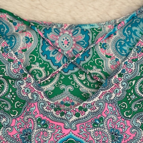 Talbots Womens Blouse Paisley Criss Cross Back Flutter Sleeves Size M Petite NWT - Picture 3 of 7